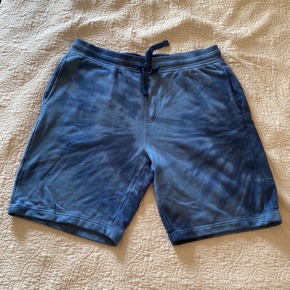 NWOT mens blue tied dyed sweat shorts size large